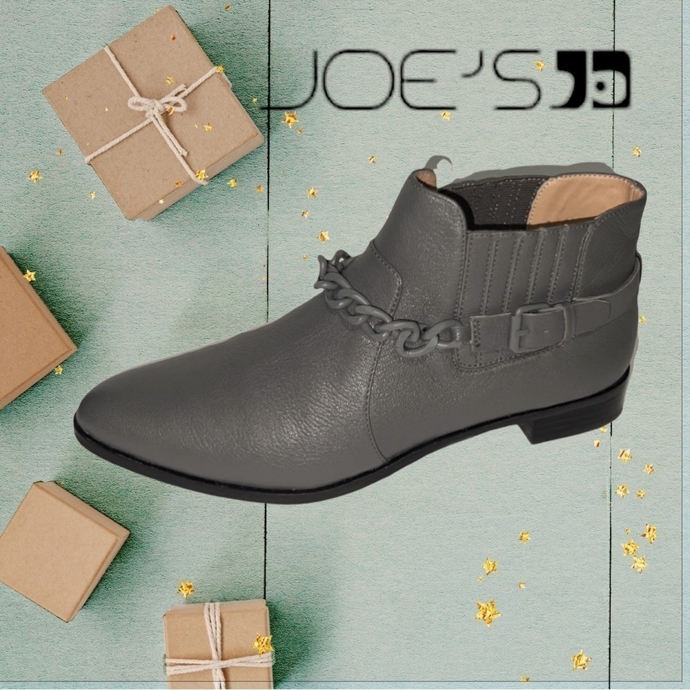 JOE’S (EUC) LIKE NEW leather booties size 9.5, Gray with Chain Detailing - Picture 11 of 14